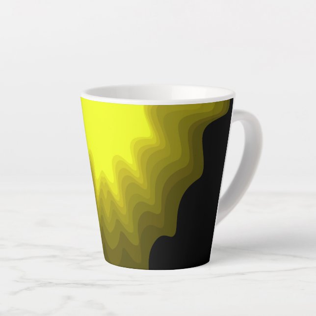 Black and yellow abstract pattern painting  latte mug (Right Angle)