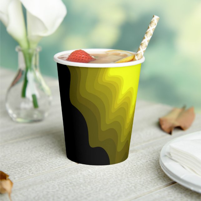 Black and yellow abstract pattern painting  paper cups (Insitu)