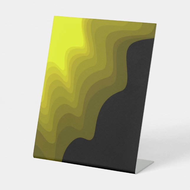 Black and yellow abstract pattern painting pedestal sign (Front)
