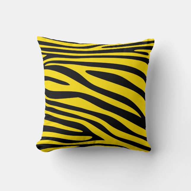 Black and Yellow Animal print skin of Zebra Cushion (Front)