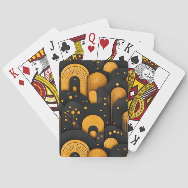 Black and Yellow Art Deco Playing Cards (Back)