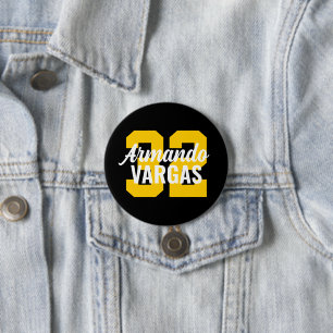Black and Yellow Athlete Jersey Number 7.5 Cm Round Badge