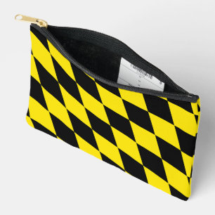 Black and Yellow Bavaria Diamond Flag Pattern Accessory Pouch