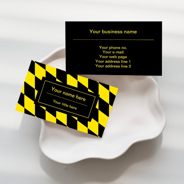 Black and Yellow Bavaria Diamond Flag Pattern Business Card (Creator Uploaded)
