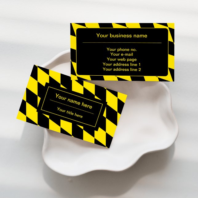Black and Yellow Bavaria Diamond Flag Pattern Business Card (Creator Uploaded)