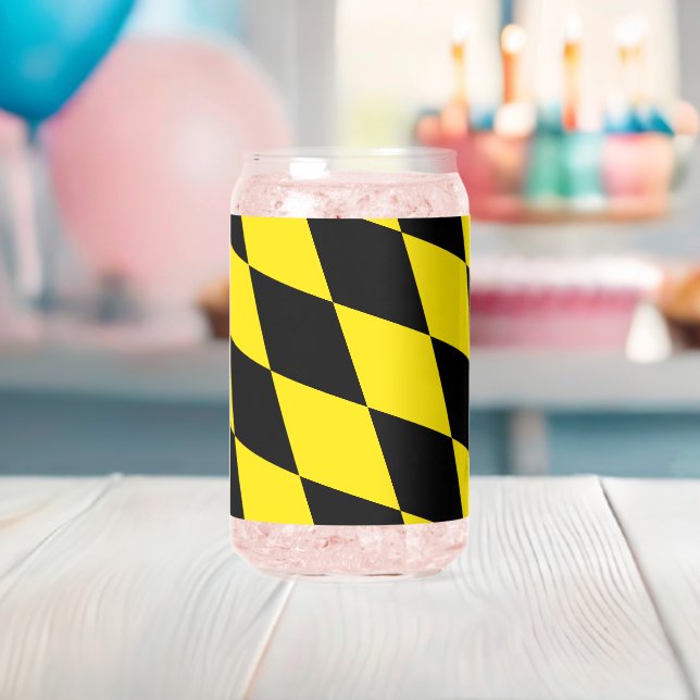 Black and Yellow Bavaria Diamond Flag Pattern Can Glass (Insitu (Baby Shower))