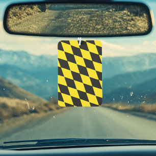 Black and Yellow Bavaria Diamond Flag Pattern Car Air Freshener