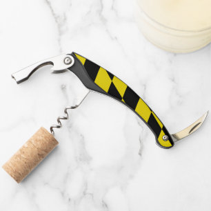 Black and Yellow Bavaria Diamond Flag Pattern Corkscrew