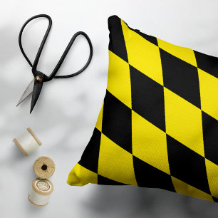 Black and Yellow Bavaria Diamond Flag Pattern Decorative Cushion