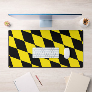 Black and Yellow Bavaria Diamond Flag Pattern Desk Mat