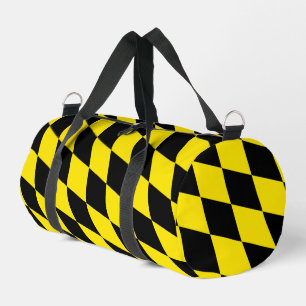 Black and Yellow Bavaria Diamond Flag Pattern Duffle Bag