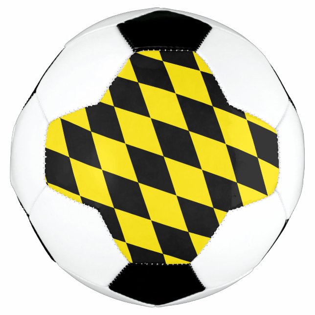 Black and Yellow Bavaria Diamond Flag Pattern Football (Front)