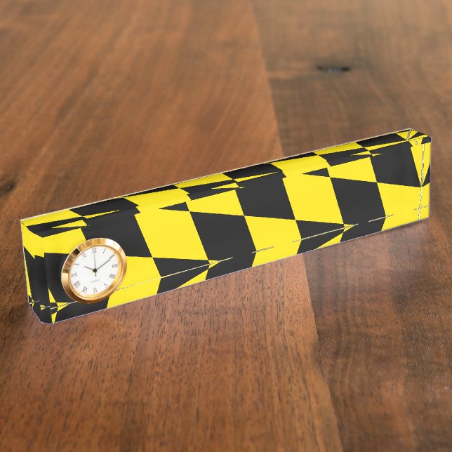Black and Yellow Bavaria Diamond Flag Pattern Nameplate (Side)