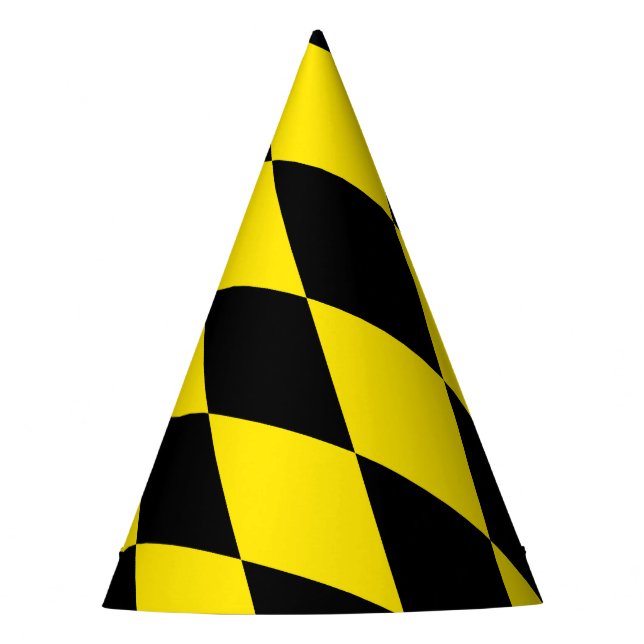 Black and Yellow Bavaria Diamond Flag Pattern Party Hat (Front)