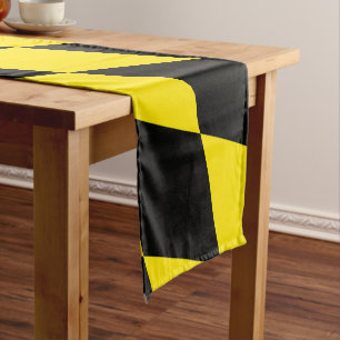 Black and Yellow Bavaria Diamond Flag Pattern Short Table Runner