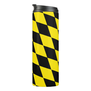 Black and Yellow Bavaria Diamond Flag Pattern Thermal Tumbler
