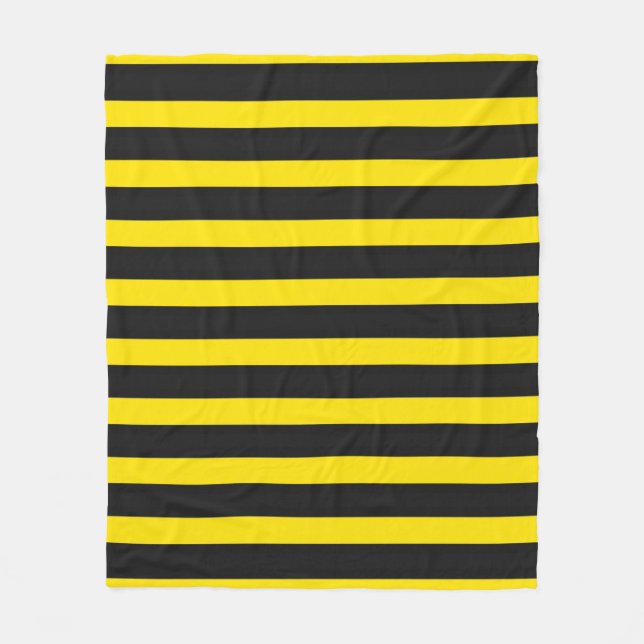 Black and Yellow Bee-Inspired Stripes Pattern Fleece Blanket (Front)