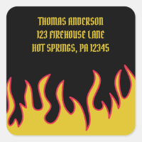 Black and Yellow Biker Flames Return Address Label