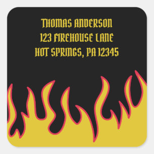 Black and Yellow Biker Flames Return Address Label