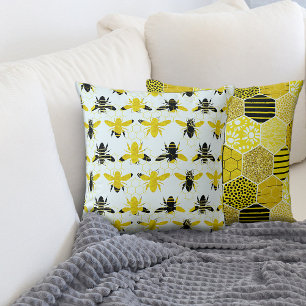 Black and Yellow Bumble Bee Accent Pillow