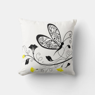 Black and Yellow Butterflies Cushion
