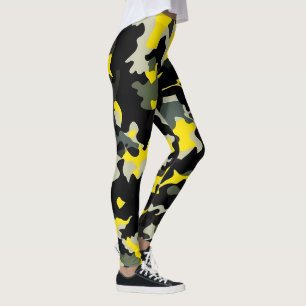 Black and Yellow Camouflage Pattern Leggings