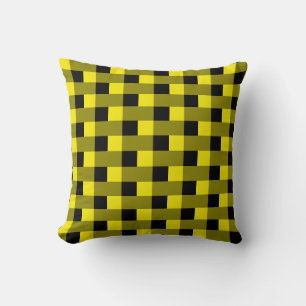 Black and Yellow Check Throw Pillow