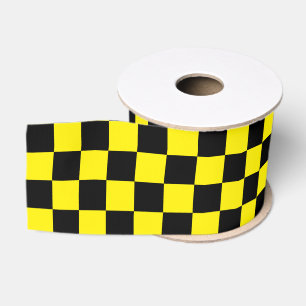 Black and Yellow Checkered Racing Grosgrain Ribbon