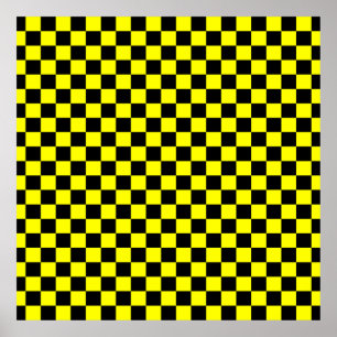 Black and Yellow Chequerboard Pattern Poster