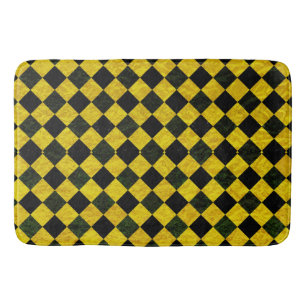Black and yellow chequered pattern bath mat