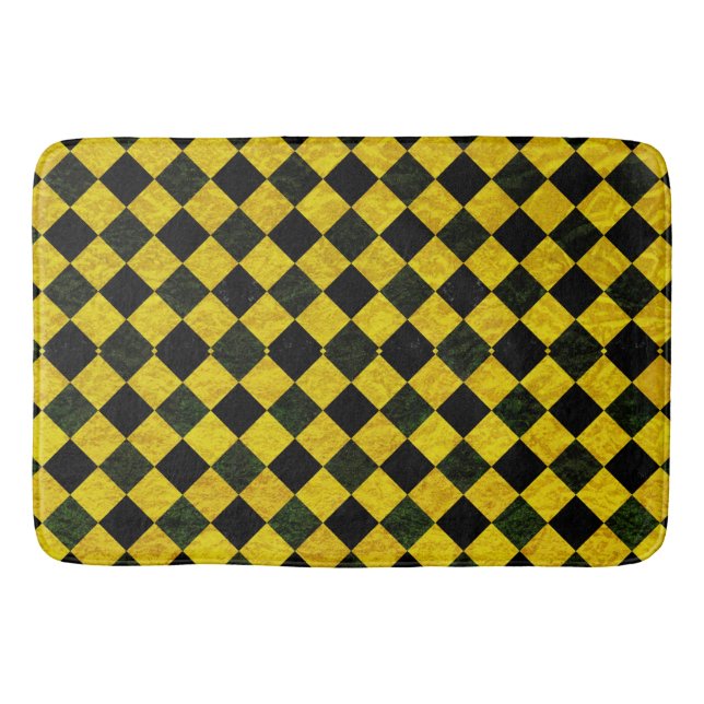 Black and yellow chequered pattern bath mat (Front)
