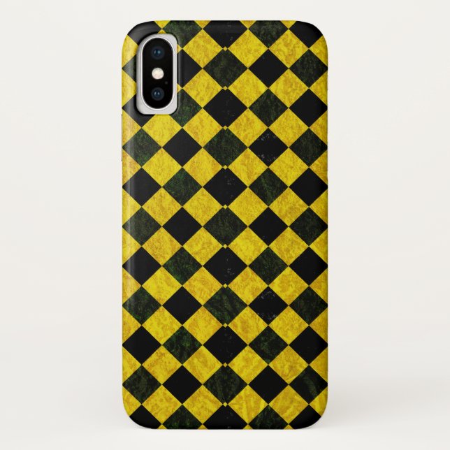 Black and yellow chequered pattern Case-Mate iPhone case (Back)