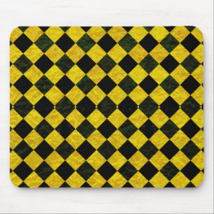 Black and yellow chequered pattern mouse mat