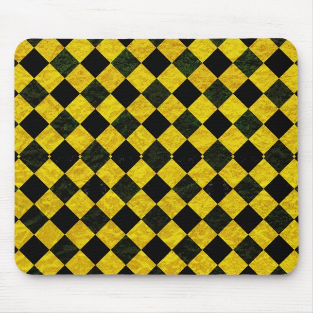 Black and yellow chequered pattern mouse mat (Front)