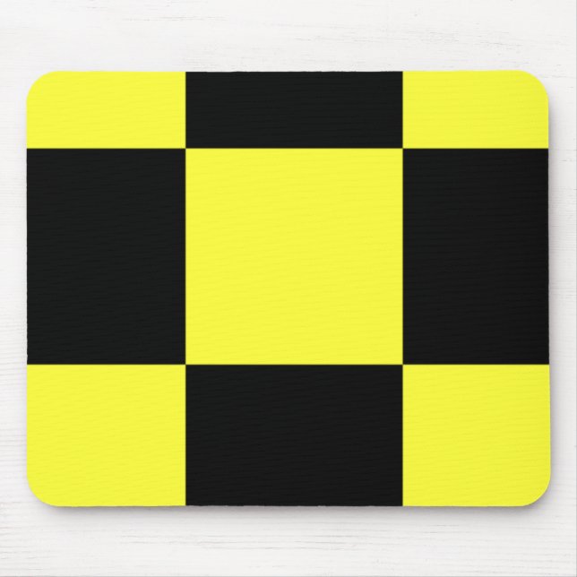 Black and Yellow Chequered Pattern Mouse Mat (Front)