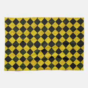 Black and yellow chequered pattern tea towel