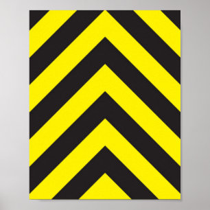 Black And Yellow Chevron Background Poster
