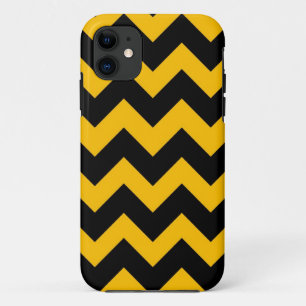 Black and Yellow Chevron Zigzap Pattern iPhone 11 Case