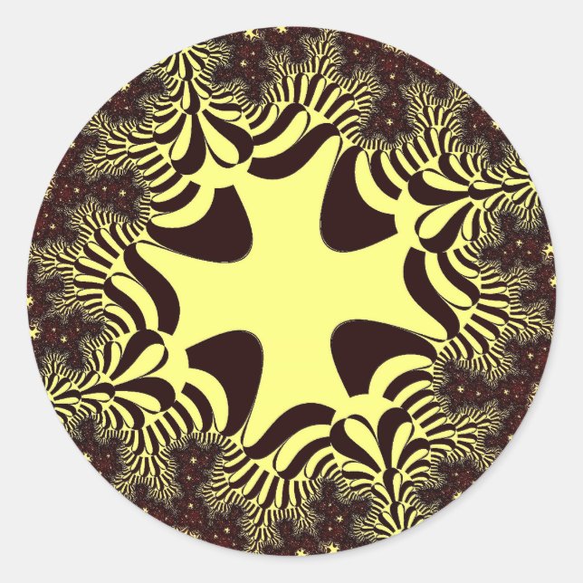 Black and Yellow Cross Classic Round Sticker (Front)