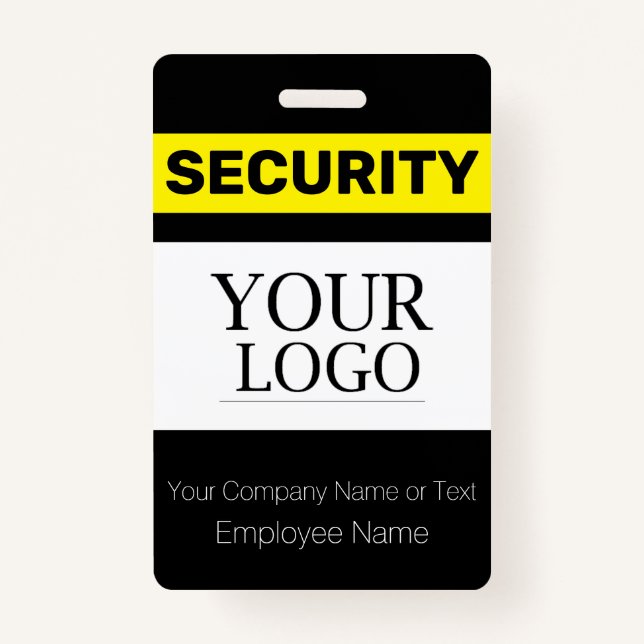Black and Yellow Custom Logo Security Guard ID ID Badge (Front)