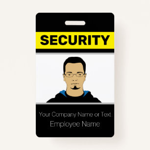 Black and Yellow Custom Photo Security Guard ID ID Badge