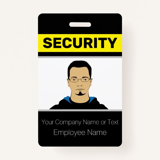 Black and Yellow Custom Photo Security Guard ID ID Badge (Front)