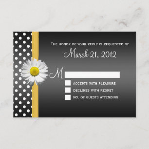 Black and Yellow Daisy RSVP Card