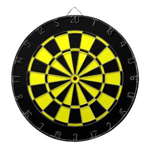 black and yellow dartboard