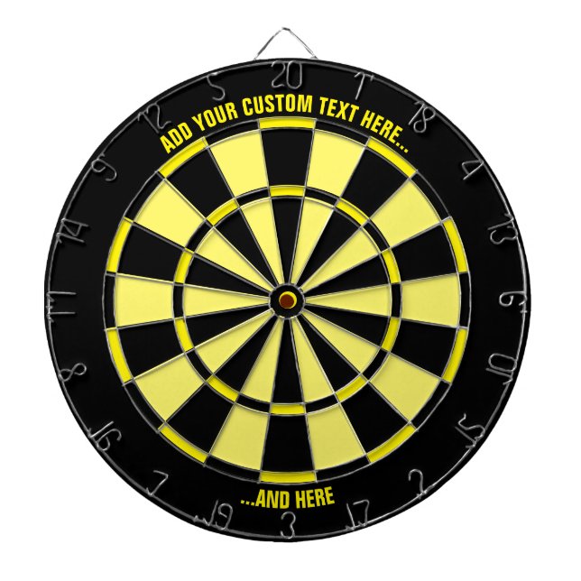 Black and Yellow Dartboard with Custom Text (Front)