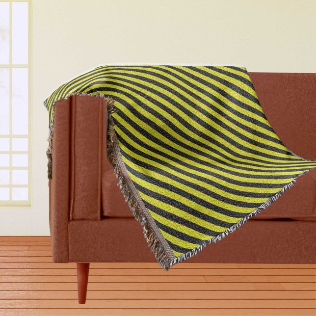 Black and Yellow Diagonal Stripes Throw Blanket (Black and Yellow Diagonal Stripes Throw Blanket)