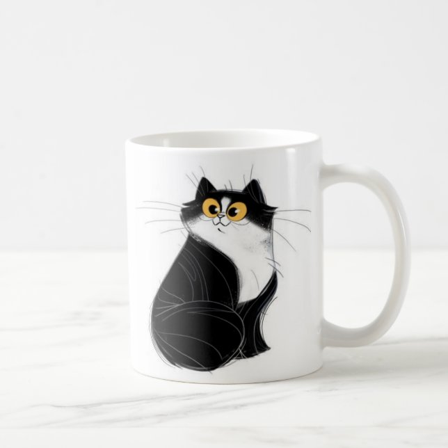 Black and yellow eyes cat mug (Right)
