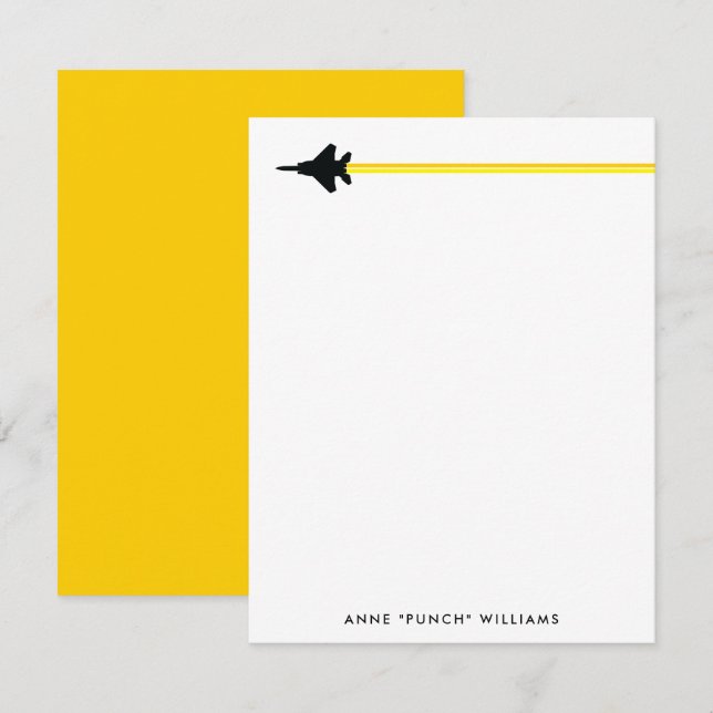 Black and Yellow F-15 Personal Stationery Card (Front/Back)