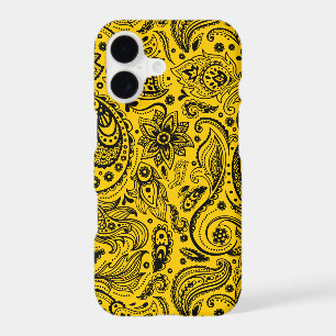 Black And Yellow Floral Paisley Pattern