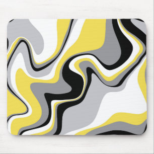 Black and Yellow Fluid Abstract Mouse Mat